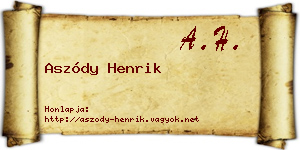 Aszódy Henrik névjegykártya