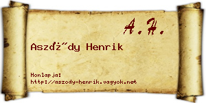 Aszódy Henrik névjegykártya